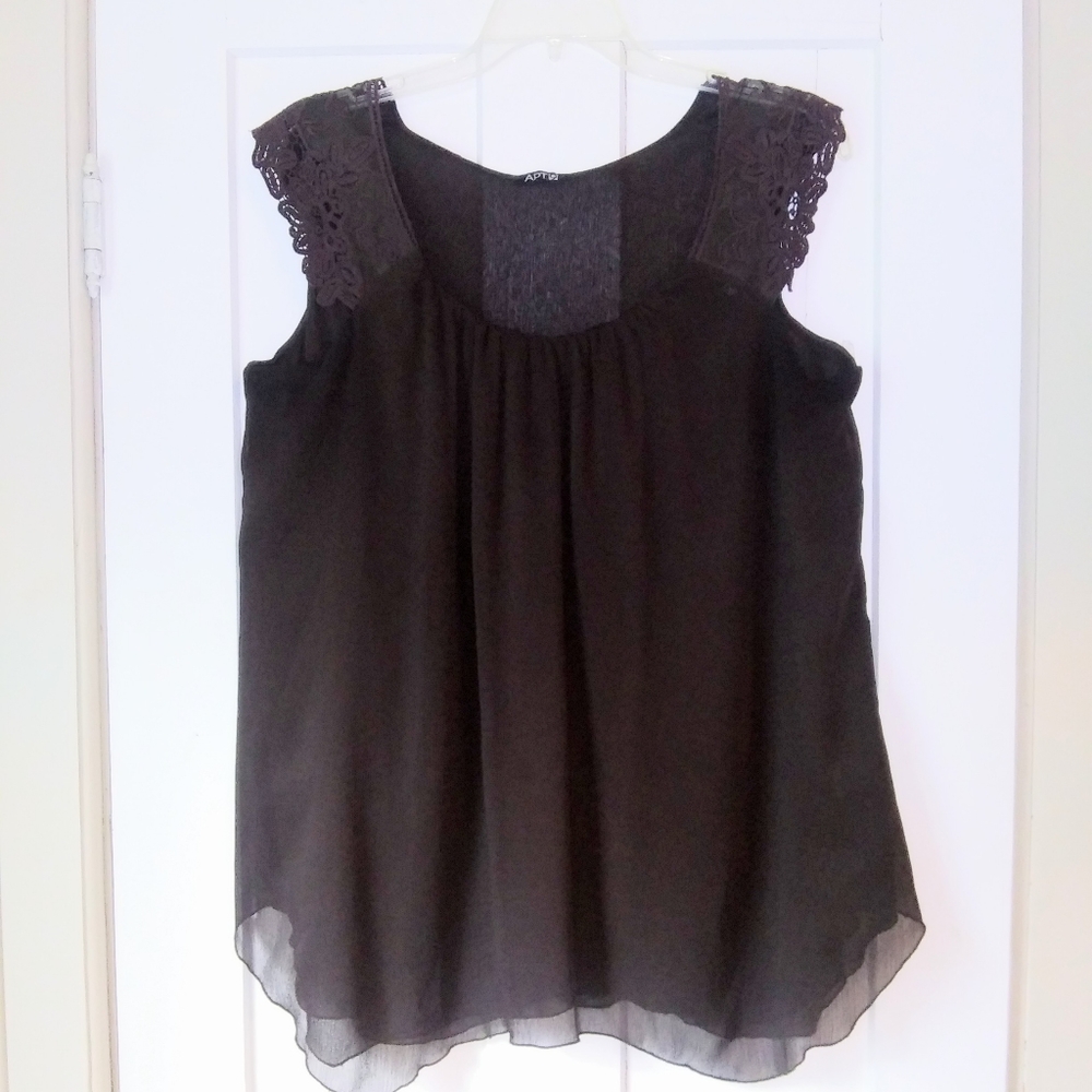 APT 9 Sleeveless Brown Top Lace Shoulders